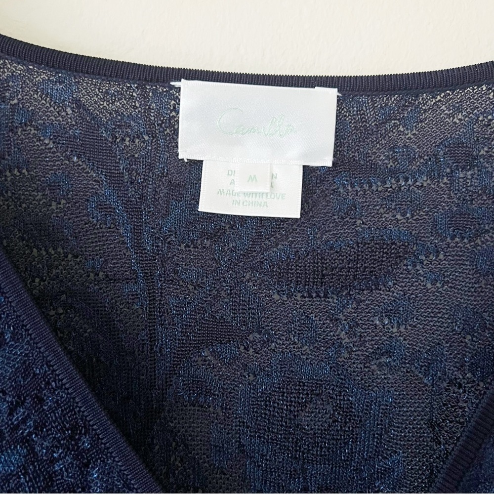 Camilla Navy Fringed Kaftan - Picture 8 of 11